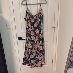 Showpo Black and Pink Floral Midi Dress
